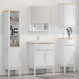 Bathroom Furniture Set FLORO 4 pcs White Solid Pine Wood 3385886