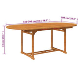 7 Piece Outdoor Dining Set Solid Acacia Wood 150-200 cm 41814
