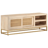 TV Cabinet 110x30x40 cm Solid Wood Mango and Iron 372022