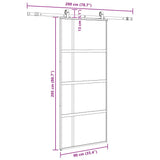 Sliding Door with Hardware Set Black 90x205 cm Tempered Glass 3375899