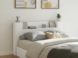 Storage Headboard with LED White Engineered Wood 3418673