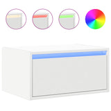 ZNTS Wall-mounted Bedside Cabinets with LED Lights 2 pcs White 860212