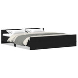 Bed Frame without Mattress Black Oak 200x200 cm Engineered Wood 3329305