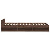Bed Frame with Drawer without Mattress Brown Oak 100x200 cm 3280796