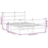 Metal Bed Frame without Mattress with Footboard White 135x190cm 355431