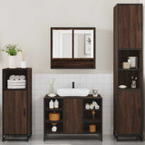 4 Piece Bathroom Furniture Set Brown Oak Engineered Wood 3301244