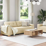 Sofa Set with Cushion 2 pcs Cream 221 x 78 x 80 cm Fabric 3324717