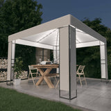 Gazebo with Double Roof&LED String Lights 3x3 m White 3070302