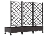 Garden Planter with Trellis&Wheels 3 pcs Brown PP 3423071