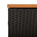 Garden Storage Box Black 110x50x54 cm Poly Rattan Acacia Wood 365955