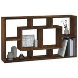 Wall Display Shelf 8 Compartments Smoked Oak 342592