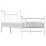 ZNTS Metal Bed Frame without Mattress with Footboard White 90x190cm 353596