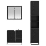 Bathroom Furniture Set 3 pcs Black Oak Engineered Wood 3402535
