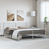 Metal Bed Frame without Mattress with Footboard White 183x213cm 350954