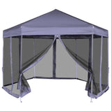 Hexagonal Pop-Up Marquee with 6 Sidewalls Dark Blue 3.6x3.1 m 42110