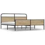 Metal Bed Frame without Mattress Smoked Oak 183x213 cm 3318675