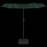 Double-Head Garden Parasol with LEDs Green 316x145 cm 362970