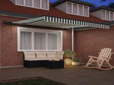 Retractable Awning Green and white 300 x 250 cm Fabric 3330182