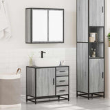 ZNTS 2 Piece Bathroom Furniture Set Grey Sonoma Engineered Wood 3300898