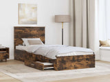 Bed Frame Smoked Oak and Silver 70 x 190 cm Engineered Wood 3411372