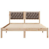 Bed Frame with Headboard Taupe 150 x 200 cm Solid Pine Wood 878182