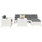 Garden Sofa Set White Solid pine wood, Plywood slats 7 Piece 3250553