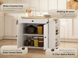 Rolling Kitchen Island with 3-Tier Spice Rack, Kitchen Storage Cart with Drawer and Towel Rack, T3398P378829
