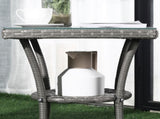 3 Pieces Rattan Bistro Set, Wicker Garden Furniture Set with 2-Tier Coffee Table and Chairs, T3398P313580