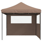 ZNTS Foldable Party Tent Pop-Up with 2 Sidewalls Brown 4004925