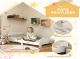 Cloud-Themed Toddler Bed Frame with Safety Rails, 143.5 x 74.5 x 56cm T3398P379029