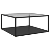 Coffee Table Transparent and Black 80x80x35 cm Tempered Glass 322896