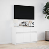 TV Cabinet with LED White 91x34x61 cm Engineered Wood 852180