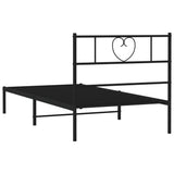 Metal Bed Frame without Mattress with Headboard Black 75x190cm 355453