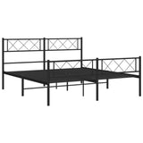 Metal Bed Frame without Mattress with Footboard Black 160x200cm 372298