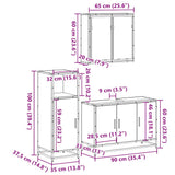 3 Piece Bathroom Furniture Set Smoked Oak Engineered Wood 3300952