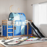 Bunk Bed without Mattress with Slide and Curtains Blue 80x200 cm 3284144