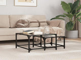 Nesting Coffee Tables 2 pcs with Black Glass Top Steel 845983