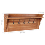 ZNTS Wall Mounted Coat Rack 80x16.5x35 cm Solid Teak Wood 332855