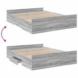 Bed Frame with Drawers without Mattress Grey Sonoma 150x200 cm King Size 3280291