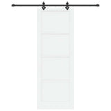 Sliding Door White and Black 83 x 232 cm Solid Pine Wood 3445518
