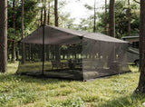 Camping Tarp with Mesh Walls Brown Grey 340 x 260 x 220 cm 42029007