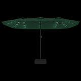 Double-Head Garden Parasol with LEDs Green 449x265 cm 362954