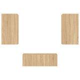 4 Piece TV Wall Units with LED Sonoma Oak Engineered Wood 3216820
