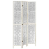 Room Divider 3 Panels White Solid Wood Paulownia 358671