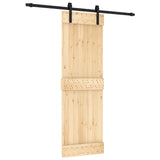 Sliding Door Natural and Black 70 x 210 cm Solid Pine Wood 3444896