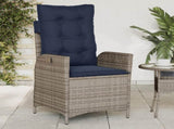 Reclining Garden Chair with Cushions Grey Poly Rattan 365263