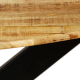 Dining Table Solid Rough Mango Wood and Steel 120x77 cm 246013