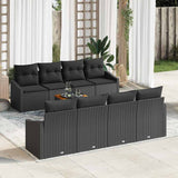 Garden Sofa Set with Cushion 9 pcs Black Poly Rattan 3347807