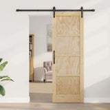 Sliding Door Natural and Black 73.5 x 211 cm Solid Pine Wood 3333160