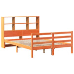 ZNTS Bookcase Bed without Mattress Wax Brown 140x200 cm Solid Wood 3321917